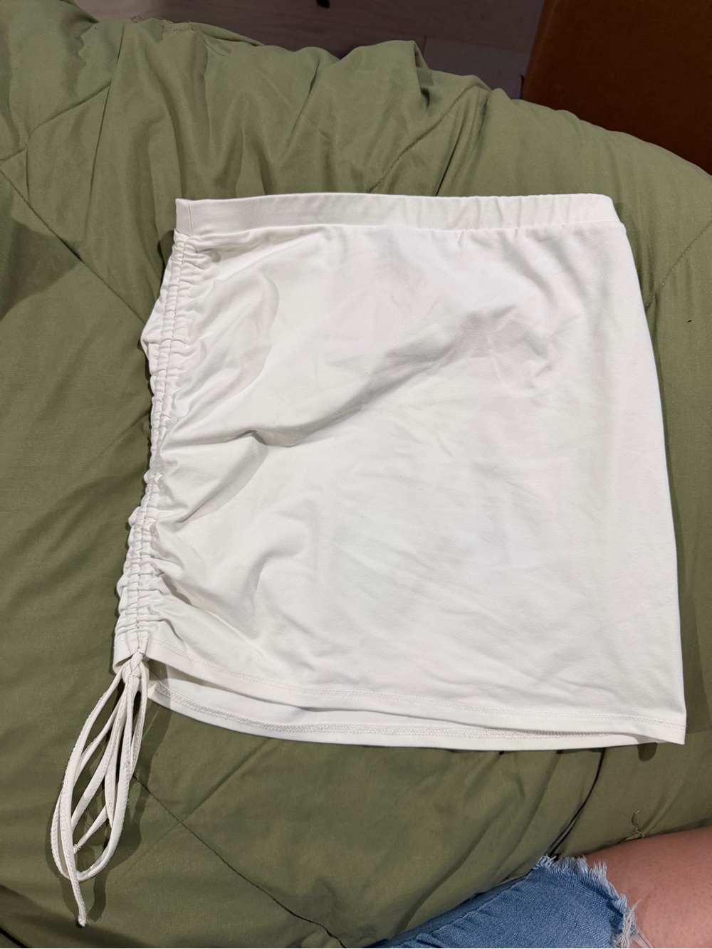 Forever 21 White Side-Ruched Mini Skirt